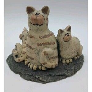 Vtg Crazy Mountain Cat Trio Votive Candleholder Tabby Kitten Tea light Figural